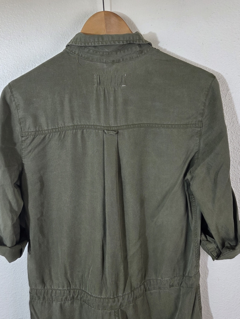 Pistola Olive Green Tencel Utility Romper Womens Small Button Front Drawstring - Picture 7 of 15